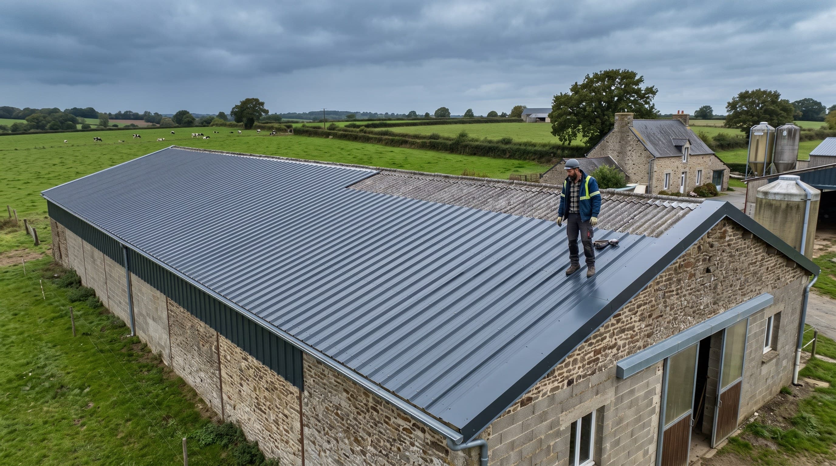 Toiture de bâtiment agricole en bac acier, à comparer avec un bail photovoltaïque de longue durée